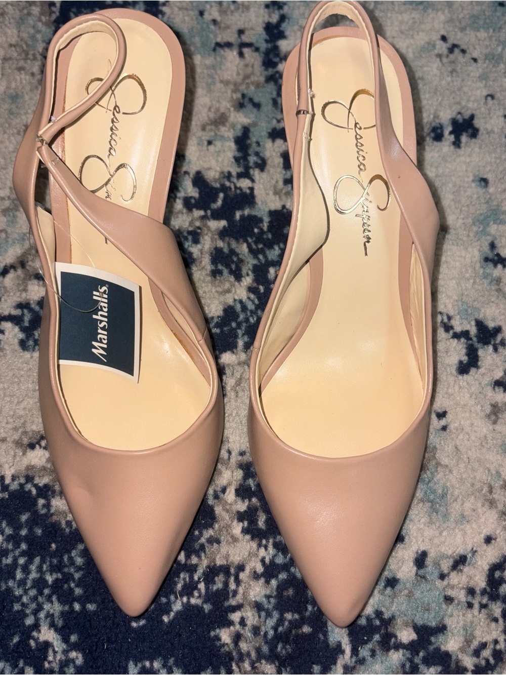 Jessica Simpson Nude Pink Pointed Slingback Heels Size 8.5